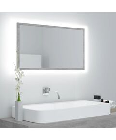 LED огледало за баня, бетонно сиво, 80x8,5x37 см, акрил