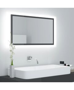 LED огледало за баня, сив гланц, 80x8,5x37 см, акрил