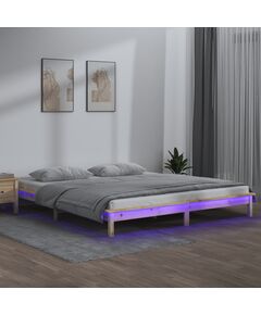 LED рамка за легло 150x200 см King Size масивно дърво