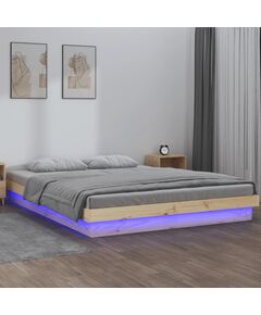 LED рамка за легло 150x200 см King Size масивно дърво