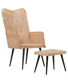 Wingback стол с табуретка, кремав, канава, Цвят: Крем