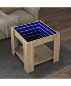 Маса за кафе с LED, дъб сонома, 53x53x45 см, инженерно дърво, Количество в пакет: 1, Размер: 53 x 53 x 45 cm, Цвят: дъб сонома