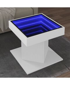 Маса за кафе с LED, дъб сонома, 50x50x45 см, инженерно дърво, Количество в пакет: 1, Цвят: Бял