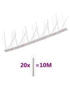 5-редови иноксови шипове срещу птици и гълъби, 20 бр, 10 м, Размер: 10 m