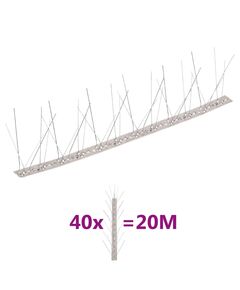 5-редови иноксови шипове срещу птици и гълъби, 40 бр, 20 м