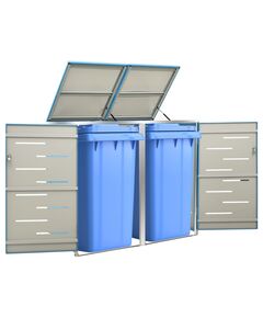 Двоен навес за кофа за смет 138x77,5x112,5 см инокс, Цвят: Син, Размер: 2 Bins