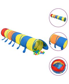 Детски тунел за игра с 250 топки многоцветен 245 см полиестер, Цвят: Многоцветен, Количество в пакет: 1