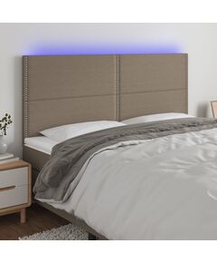 LED горна табла за легло, таупе, 200x5x118/128 см, плат, Цвят: Таупе, Количество в пакет: 1, Размер: 200 x 5 x 118/128 cm