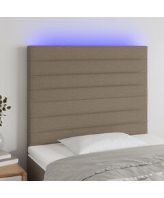 LED горна табла за легло, таупе, 100x5x118/128 см, плат, Цвят: Таупе, Количество в пакет: 1, Размер: 100 x 5 x 118/128 cm