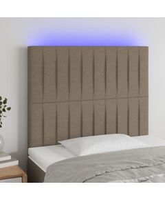 LED горна табла за легло, таупе, 100x5x118/128 см, плат, Цвят: Таупе, Количество в пакет: 1, Размер: 100 x 5 x 118/128 cm