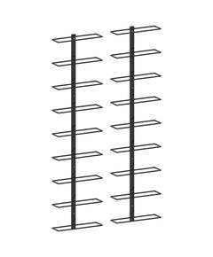 Стойки за вино за 18 бутилки стенен монтаж 2 бр черни желязо, Цвят: Черен, Количество в пакет: 1, Брой артикули: 2