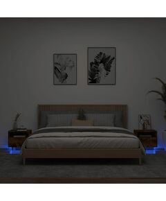 Нощни шкафчета с LED осветление, 2 бр, опушен дъб, 40x39x37 см