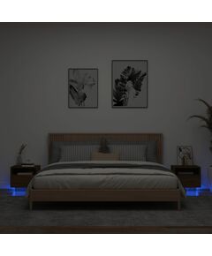 Нощни шкафчета с LED осветление, 2 бр, кафяв дъб, 40x39x37 см