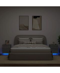 Нощни шкафчета с LED, 2 бр, сив сонома, инженерна дървесина, Цвят: Сив, Количество в пакет: 2