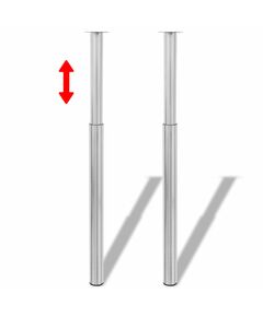 Телескопични крака за маса, матиран никел, 2 бр, 710 мм-1100 мм, Цвят: сребриста, Диаметър: 6 cm