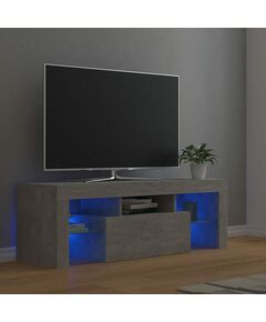 ТВ шкаф с LED осветление, бетонно сив, 120x35x40 см, Цвят: Сив