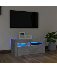 ТВ шкаф с LED осветление, бетонно сив, 90x35x40 см