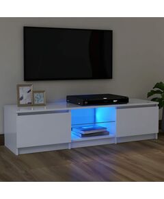 ТВ шкаф с LED осветление, бял, 120x30х35,5 см