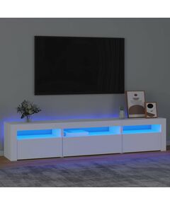 ТВ шкаф с LED осветление, бял, 195x35x40 см, Цвят: Бял