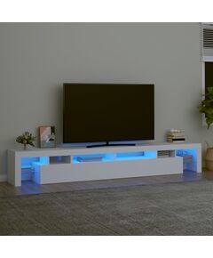 ТВ шкаф с LED осветление, бял, 260x36,5x40 см, Цвят: Бял