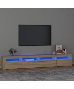 ТВ шкаф с LED осветление, дъб сонома, 240x35x40 см, Цвят: Дъб сонома