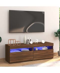 ТВ шкаф с LED осветление, кафяв дъб, 120x35x40 см