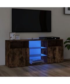 ТВ шкаф с LED осветление, опушен дъб, 120x30x50 см