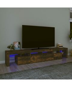 ТВ шкаф с LED осветление, опушен дъб, 230x36,5x40 см