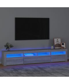 ТВ шкаф с LED осветление, сив сонома, 210x35x40 см, Цвят: Сив сонома