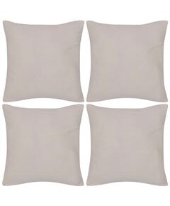 130911 4 Beige Cushion Covers Cotton 50 x 50 cm, Цвят: Бежов, Размер: 50 x 50 cm