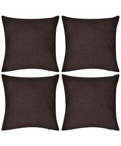 130914 4 Brown Cushion Covers Cotton 50 x 50 cm, Цвят: Кафяв, Размер: 50 x 50 cm