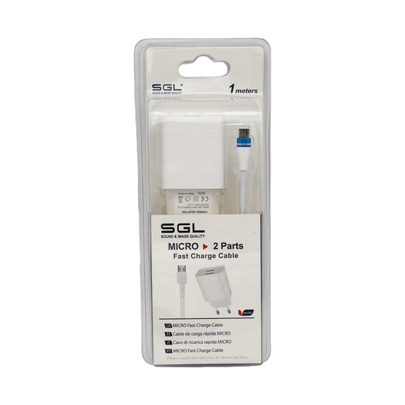 Адаптер за зареждане с кабел и 2 USB порта - Micro USB - Quick Charge - B13-F2 - 1м - 099538