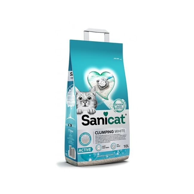 Sanicat Clumping White ACTIVE - бентонитова тоалетна  - 5бр х 10 литра