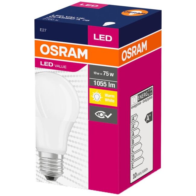 LED крушка OSRAM VALUE CL A FR 75 10W, 1055lm, 4000K, E27