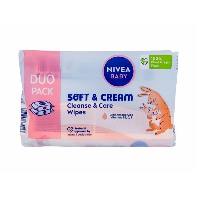 Nivea Baby Soft & Cream Cleanse & Care Wipes Cleansing Wipes, Капацитет: 2x57 pc, Пол: Kids