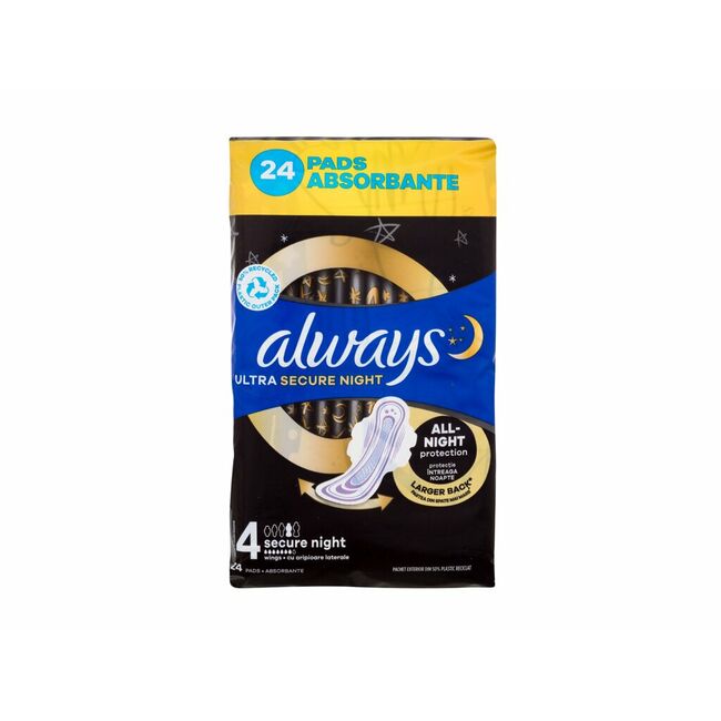 Always Ultra Secure Night Sanitary Pad, Капацитет: 24 pc, Пол: Women